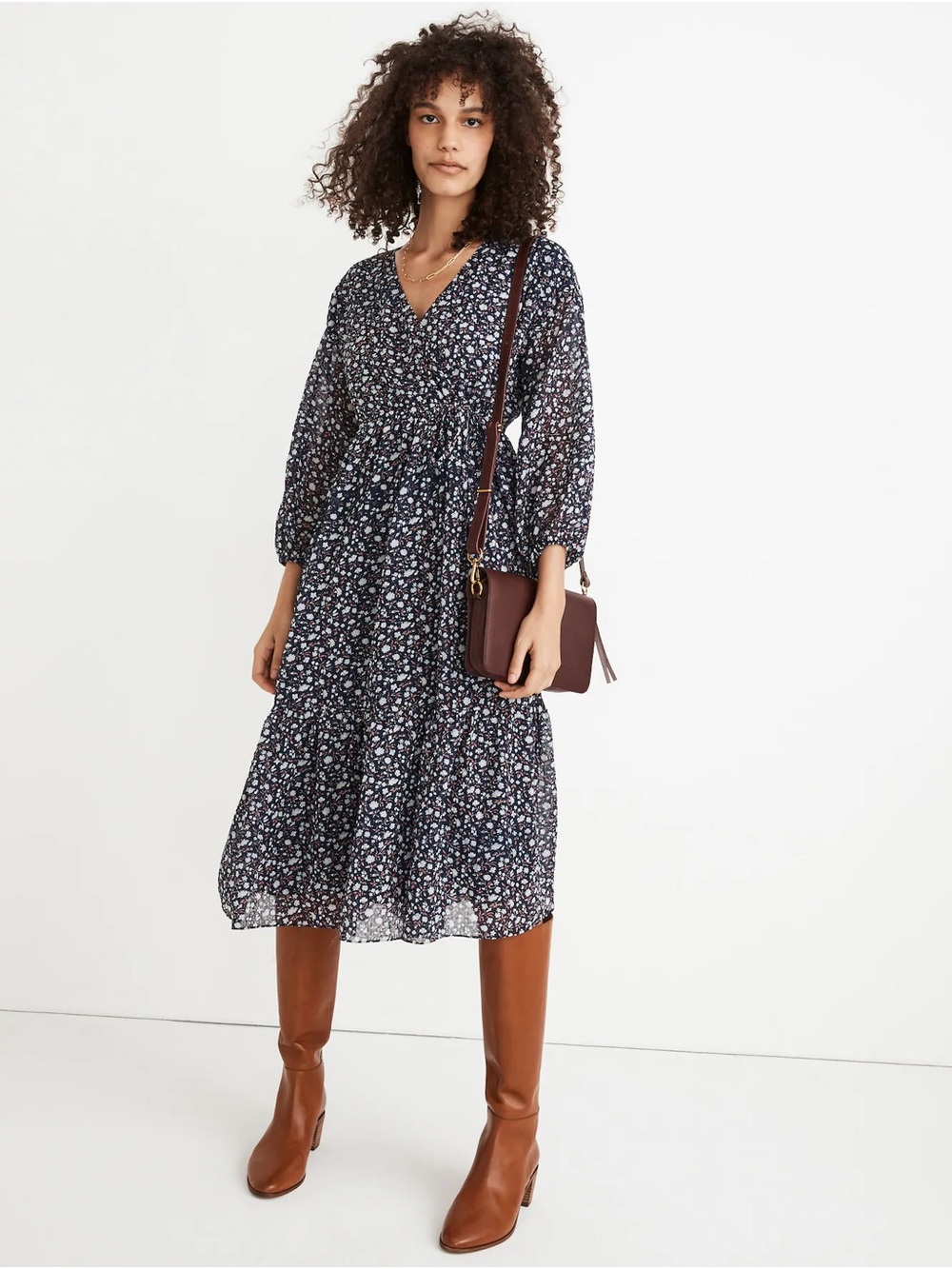 Madewell Tie-Waist Midi Dress in Harvest Vine